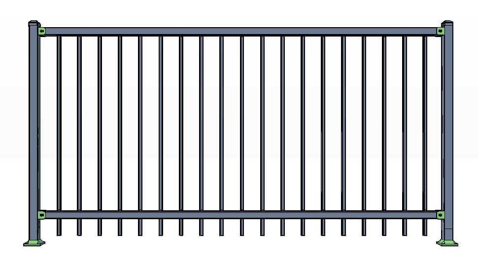 2 Rail Cortina Fence Panels Commercial