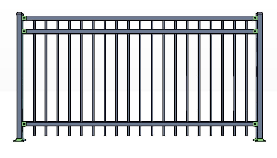 3 Rail Cortina Fence Panels Commercial
