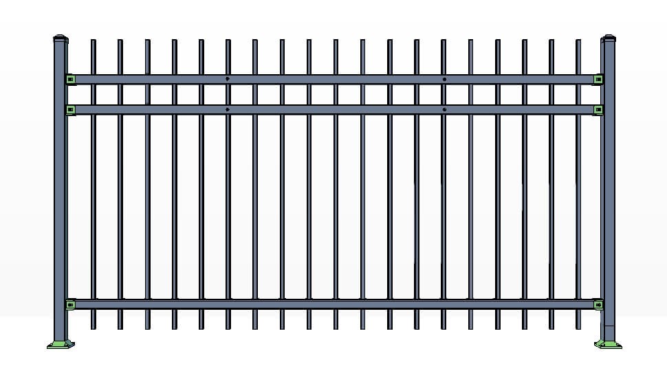 3 Rail Powderhorn Fence Panels Commercial Lite