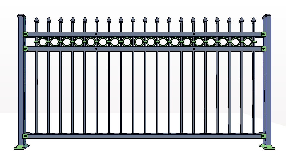 3 Rail Aspen Fence Panels w/ Rings Commercial Plus