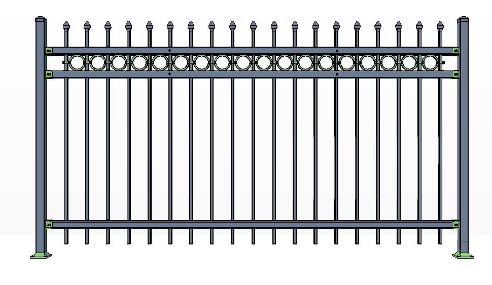 3 Rail Stowe Fence Panels w/ Rings Commercial Lite