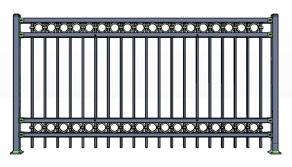 4-Rail CORTINA Fence Panels w/ Rings