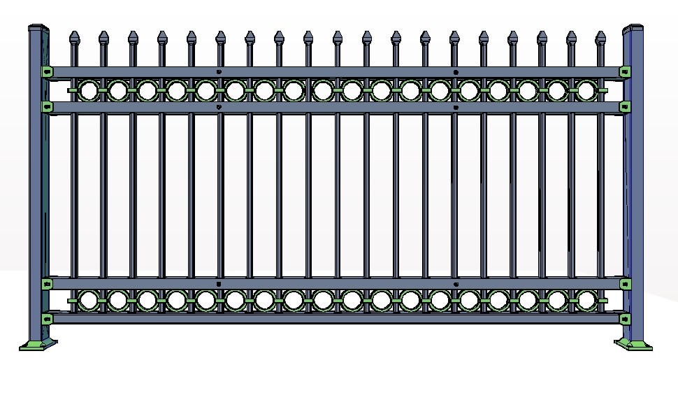 4 Rail Aspen Fence Panels w/Rings Commercial