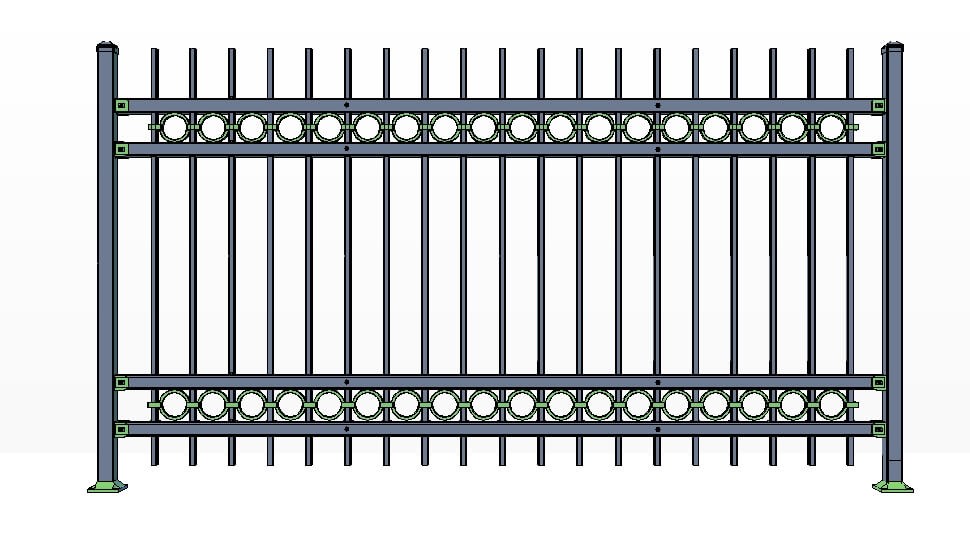 4 Rail Powderhorn Fence Panels w/ Rings Commercial Lite